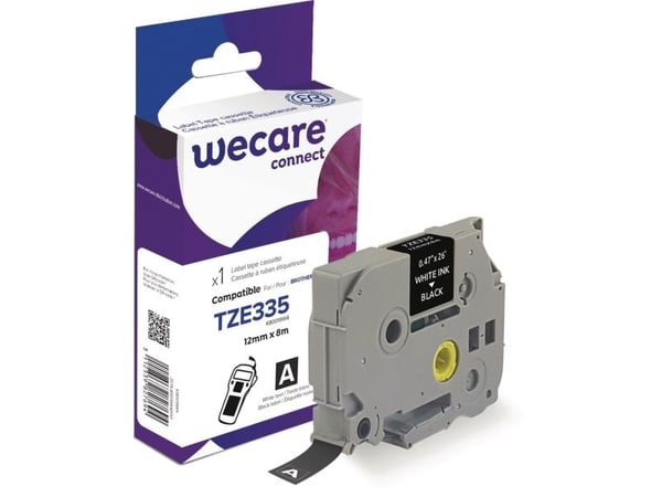 Armor WeCare TZE-335 K80019W4 Brother-tarranauha 1,2 cm x 8 m valkoinen/musta