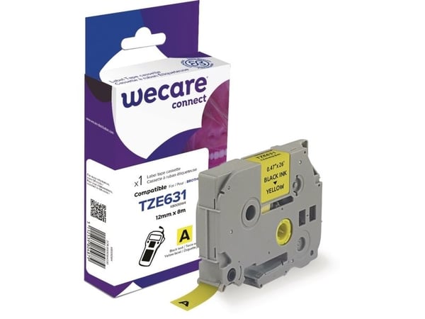 Texttejp Wecare, kompatibel med TZE-631, svart/gul