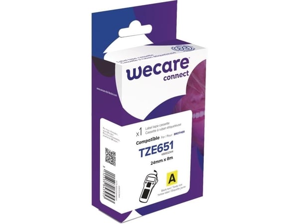 Wecare connect - Gul - Rull (2,4 cm x 8 m) 1 kassett(er) merketape - for Brother PT-D600; P-Touch PT-1010, 18, 3600, D450, D800, E500, E550, H101, ...