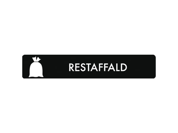 Piktogram restaffald, 3 x 16 cm, sort
