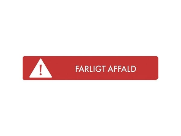 Piktogram, farligt affald, 3 x 16 cm, rød