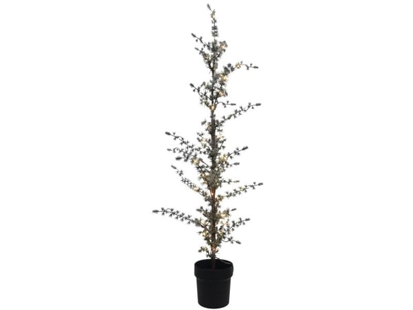 NSH Nordic kunstig lerketre i potte, 120 cm, snø, lys med timer