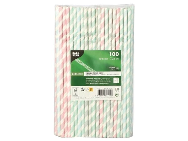 Papstar 88331, Assorterte farger, Papir, 22 cm, 6 mm, 100 stykker