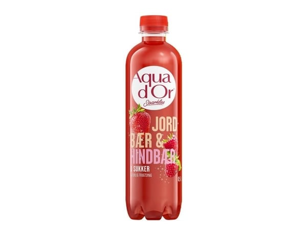 Mineralvatten Aqua d'Or Jordgubb/Hallon 0,5 l med bubblor, 12 x 0,5 l/förpackning