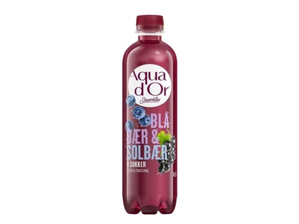 Mineralvatten Aqua d'Or blåbär/röda vinbär 0,5 l med kolsyra, 12 x 0,5 l/fp