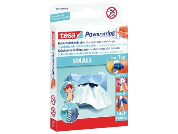 TESA 57550-00014, Kiinnityslappu, Valkoinen, 1 kg/cm