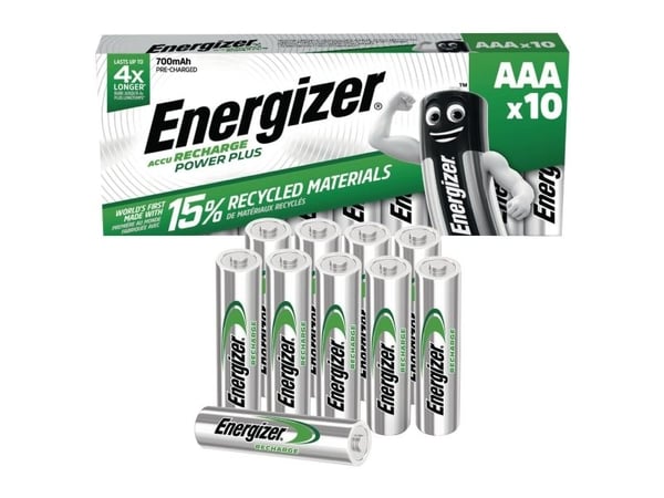 Batterier, Energizer® Accu Recharge Power Plus, 700 mAh, AAA, pakke med 10 stk