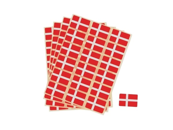 Itseliimautuva Tanskan lippu, 15 x 22 mm, 72 kpl:n pakkaus.