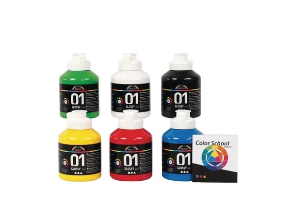 Akryylimaali a-color 01 - kiiltävä, 6 500 ml:n pulloa eri väreissä