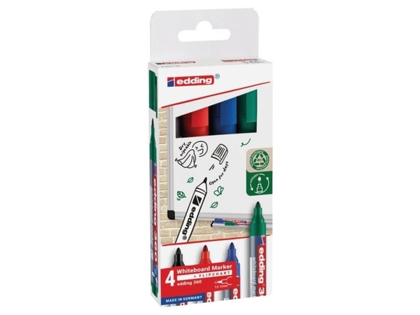Whiteboardpenna, Edding 360, med 4 olika färger