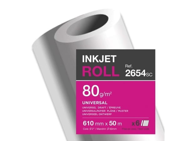 Ritpapper för plotter Clairefontaine Universal 80 g, 610 mm x 50 m, förpackning om 6