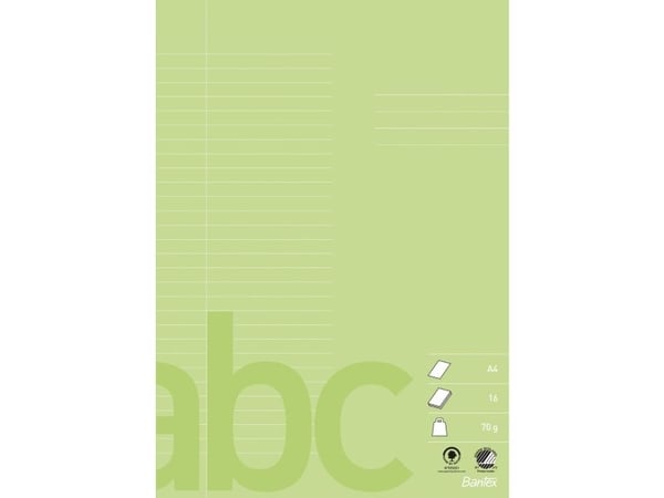 Bantex skrivebok A4 32 sider 70 gsm 29 linjer, vårgrønn, 10 stk.