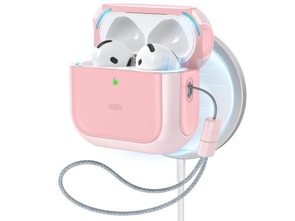 Apple AirPods 4 ESR Orbit Halolock MagSafe kotelo kuulokkeille vaaleanpunainen