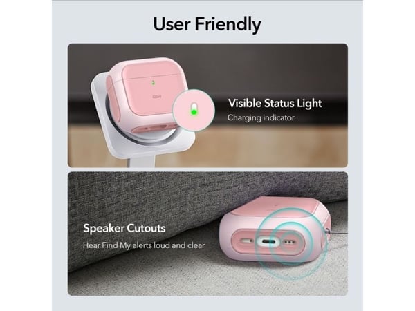 Apple AirPods 4 ESR Orbit Halolock MagSafe kotelo kuulokkeille vaaleanpunainen