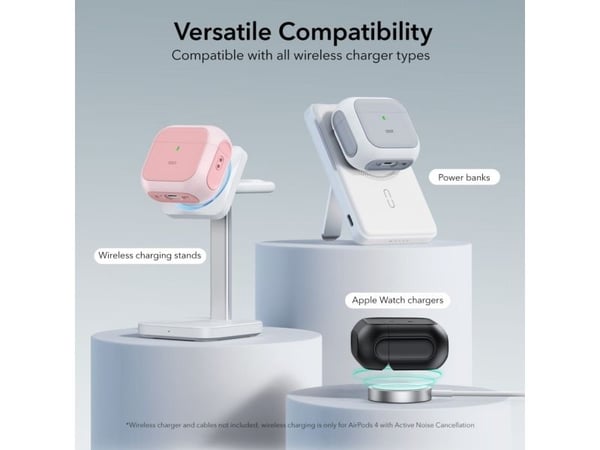 Apple AirPods 4 ESR Orbit Halolock MagSafe kotelo kuulokkeille vaaleanpunainen