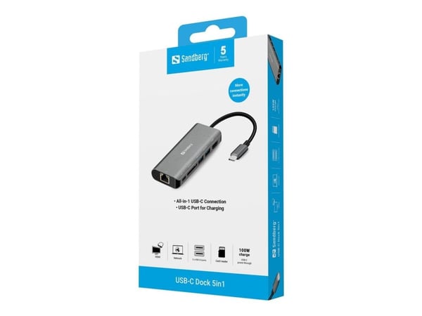 Sandberg - Telakointiasema - USB - HDMI - GigE