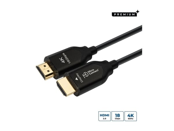 MicroConnect Premium - HDMI-kabel med Ethernet - HDMI hann til HDMI hann - 50 m - hybridkobber / fiberoptikk - svart - aktiv optisk hybridkabel, st...