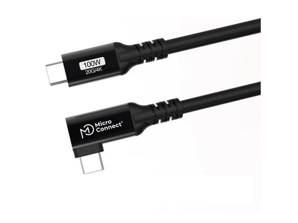 MicroConnect Premium - USB-kabel - USB-C (hane) rak till USB-C (hane) vinklad - USB 3.2 Gen 2x2 - 20 V - 5 A - 15 cm - USB-strömförsörjning (100W),...