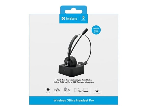 Sandberg Bluetooth Office Headset Pro - Hodesett - Bluetooth - trådløs