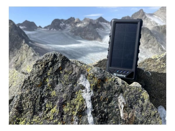 Sandberg Active Solar Powerbank 16000 - Solar powerbank Li-Ion 16000 mAh - 3,4 A - 2 utgangs-stikforbindelser (USB) - på kabel: USB-C (Output)
