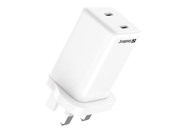 Sandberg - Strømadapter - USB-C, PD - AC 100-240 V - 65 watt - utgangskontakter: 2 - Storbritannia