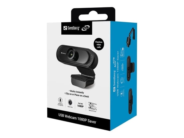 Sandberg Saver USB-webkamera 1080P USB 2.0, musta