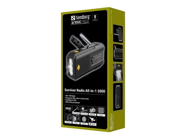 Sandberg Survivor Radio All-in-1 2000 bärbar AM/FM-radio 3 W