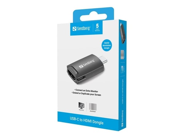 Sandberg - Videokort - USB-C hane till HDMI hona - stöd för 4K