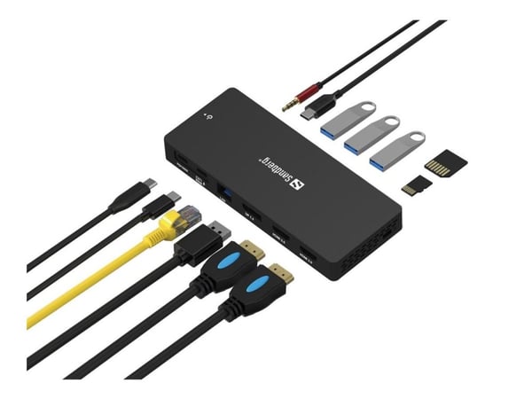 Sandberg 13-in-1 Pro - Dockningsstation - USB-C - DP, 2 x HDMI - 1GbE