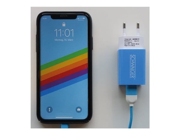 Schwaiger - Strømadapter - 230V USB charger - 10.5 watt - 2.1 A (USB) - blå