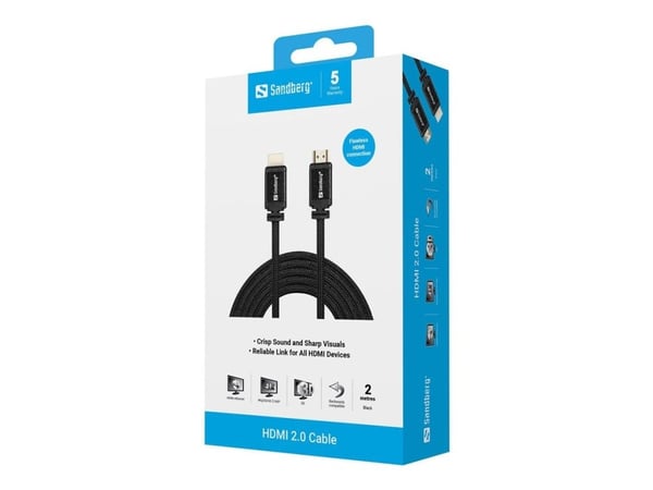Sandberg - HDMI-kabel - HDMI hann til HDMI hann - 2 m