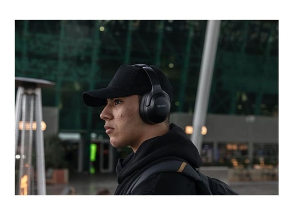 Sandberg - Hörlurar med mikrofon - fullstorlek - Bluetooth - trådlös, kabelansluten - aktiv brusradering - 3,5 mm kontakt