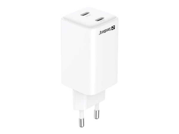 Sandberg AC-laturi Dual USB-C PD65W EU, 2 USB-C-porttia