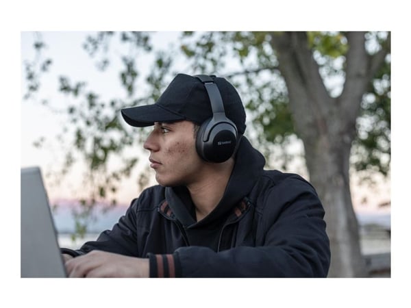 Sandberg - Hörlurar med mikrofon - fullstorlek - Bluetooth - trådlös, kabelansluten - aktiv brusradering - 3,5 mm kontakt