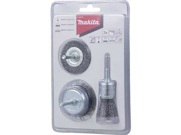 Makita - Wire brush set - for stål, maling, rust, coating - 3 deler - rett