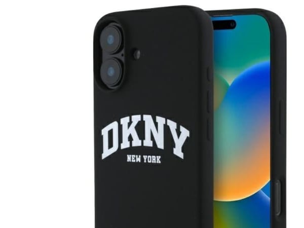 DKNY DKHMP16SSNYACH iPhone 16 6.1" black hardcase Silicone White Printed Logo MagSafe