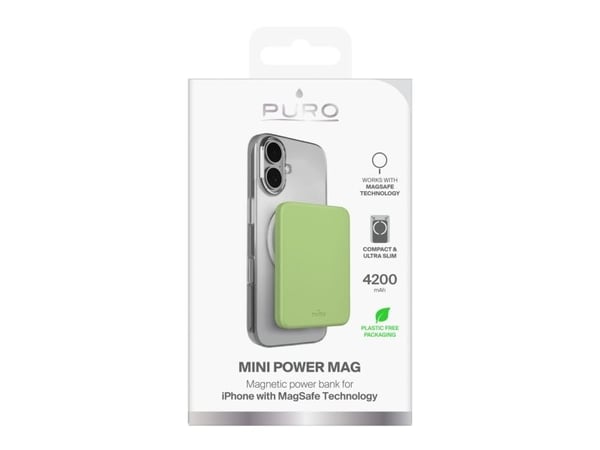 PURO Mini Power Mag, 4200 mAh, litiumpolymeeri (LiPo), langaton lataus, Limea