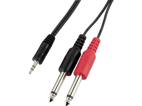 Monacor MCA-204, 3.5mm, Hankjønn, 2 x 6.35mm, Hankjønn, 2 m, Svart