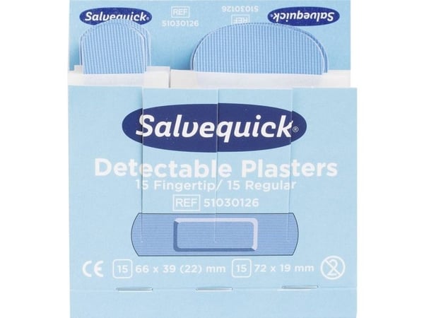 Plaster, Salvequick Blue Detectable, pakke a 6 stk