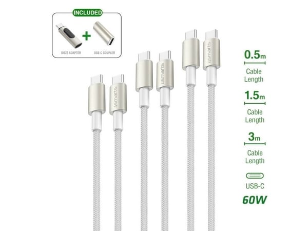 4smarts USB-C til USB-C-kabel PremiumCord 100W 3m hvit (540656)