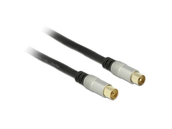 Delock Premium - Antenneforlengelseskabel - IEC-kobling hunn til IEC-kobling hann - 2 m - firedobbelt-skjermet koaksial - 120 dB - svart