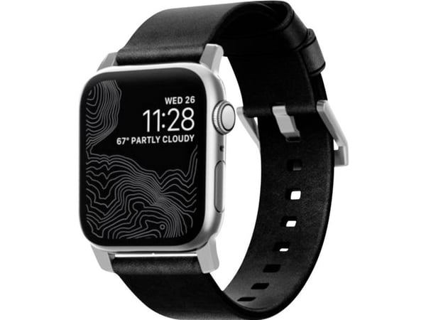Nomad NOMAD Strap Modern Leather Black 42mm/44mm Connector Silver