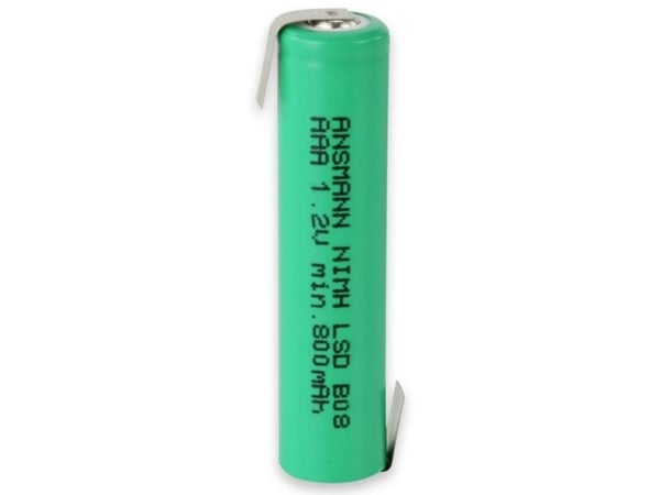 Ansmann 2311-3003, Ladattava akku, AAA, Nikkeli-kadmium (NiCd), 1,2 V, 800 mAh, -20 - 50 °C