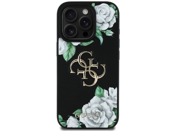 Etui Guess Grained Roses Big 4G logo do iPhone 16 Pro Max czarny