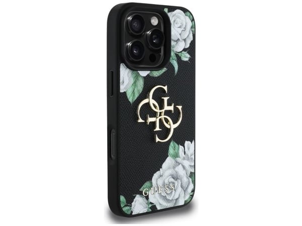 Etui Guess Grained Roses Big 4G logo do iPhone 16 Pro Max czarny