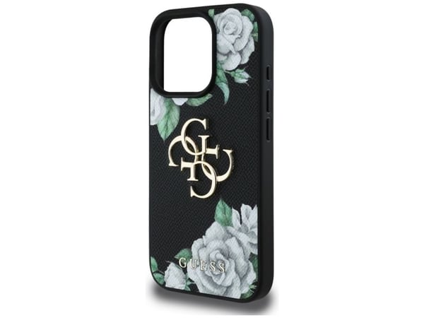 Etui Guess Grained Roses Big 4G logo do iPhone 16 Pro Max czarny
