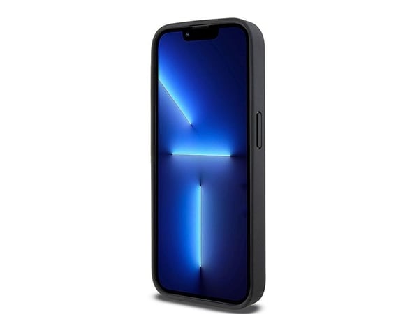 Apple iPhone 15 Pro DKNY originalfodral med rutigt mono-mönster & tryckta ränder (DKHCP15LPCPTSSK) svart