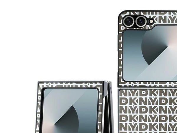 DKNY PU Leather Repeat Pattern Bottom Stripe Samsung Galaxy Z Flip 6 dėklas telefonui rudos spalvos
