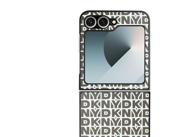 DKNY PU Leather Repeat Pattern Bottom Stripe Samsung Galaxy Z Flip 6 dėklas telefonui rudos spalvos