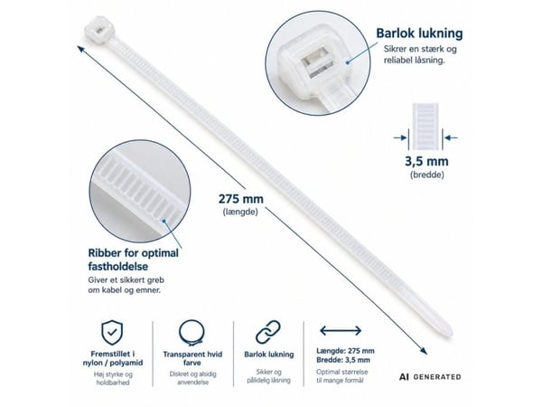 Kaapelinsiteet Barlok 08471 275mm kirkas - (1000 kpl)